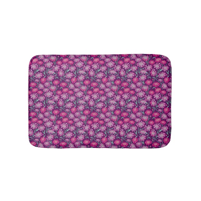 Cornflowers In Crayon Pink Burgandy Badematte (Vorderseite)