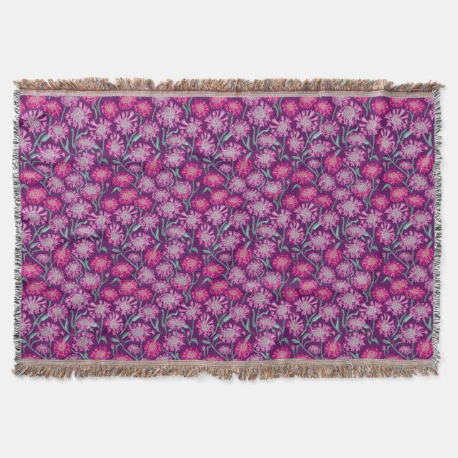 Cornflowers In Crayon Pink Burgandy Decke (Vorderseite)