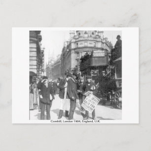 Cornhill-Zeitungsverkäufer 1904 London England, Gr Postkarte