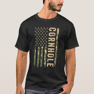 Cornhole American Flag Camo Veteran Patriotisches  T-Shirt
