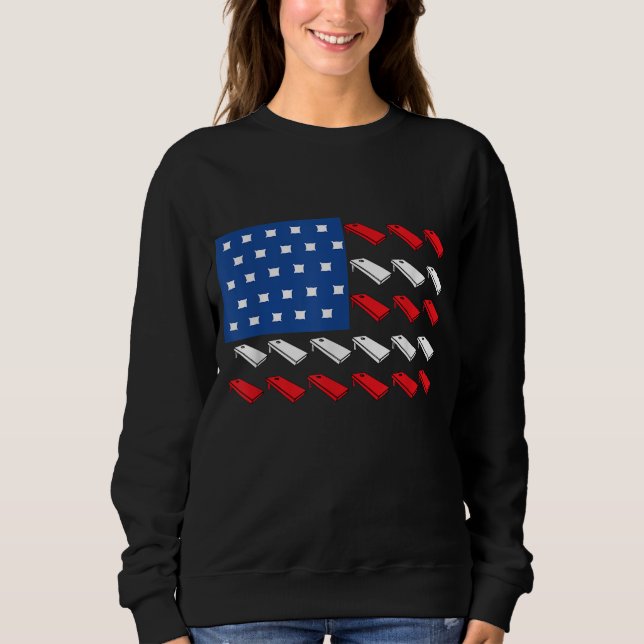 Cornhole American Flag for Player Drink Team Sweatshirt (Vorderseite)