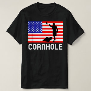 Cornhole Brettspiel Amerikanische Flagge Corn Hole T-Shirt