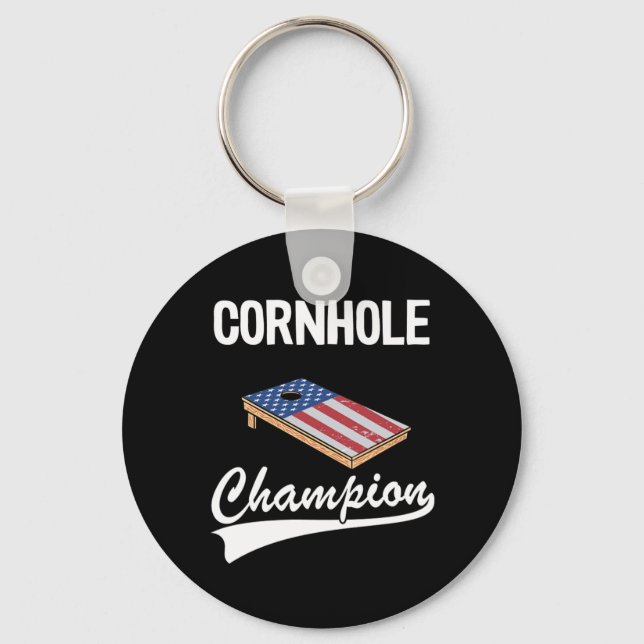 Cornhole Champion American Flag Bean Bag Board Cor Schlüsselanhänger (Vorderseite)