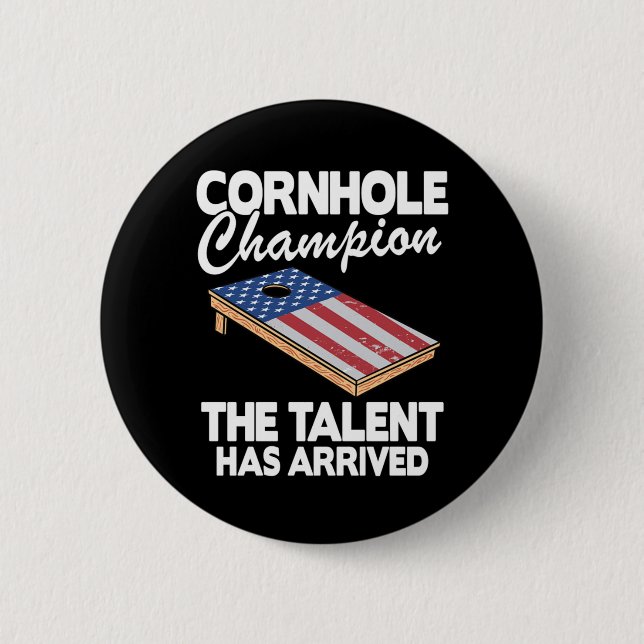 Cornhole Champion American Flag Board Funny Cornho Button (Vorderseite)