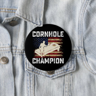 Cornhole Champion American Flag USA 4. Juli Button