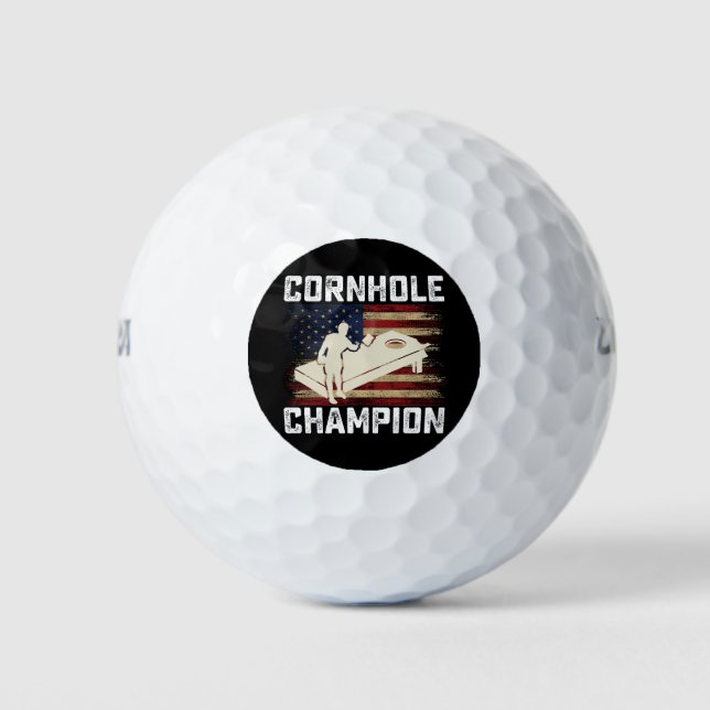 Cornhole Champion American Flag USA 4. Juli Golfball (Vorderseite)