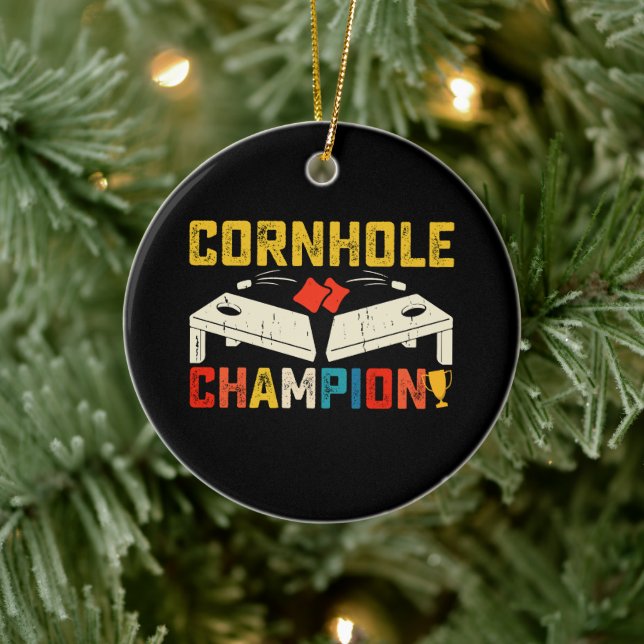 Cornhole Champion American USA 4. Juli Keramik Ornament (Baum)