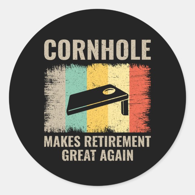 Cornhole Game Boards Funny Runder Aufkleber (Vorderseite)
