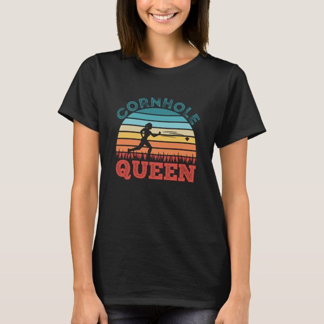 Cornhole Gift für Frauen - Cornhole Queen T-Shirt (Vorderseite)