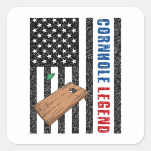 Cornhole Legend USA Quadratischer Aufkleber