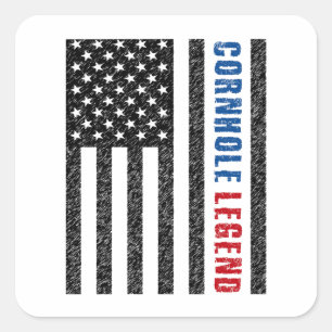 Cornhole Legend USA Quadratischer Aufkleber