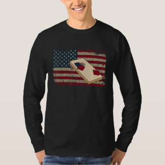 Cornhole Player America Flag T-Shirt I Proud Bean