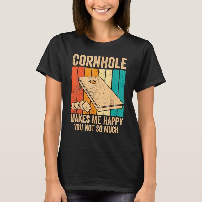 Cornhole Retro Cornhole macht mich glücklich, dass T-Shirt (Vorderseite)