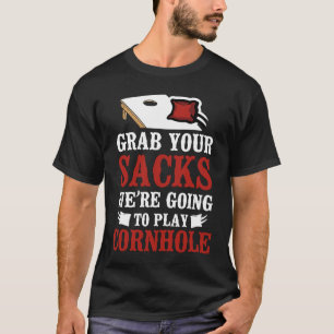 Cornhole-Team-Bohnen-Sack-Spieler-Champ-Pun-Greif- T-Shirt