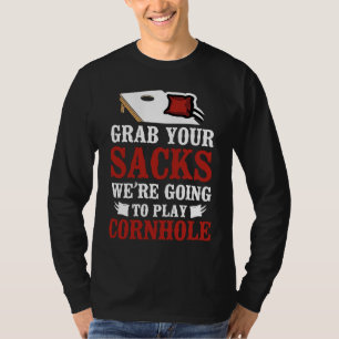 Cornhole-Team-Bohnen-Sack-Spieler-Champ-Wortspiel- T-Shirt