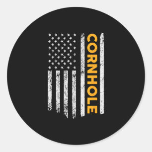 Cornhole US Flag Cornhole Game Liebhaber Geschenk Runder Aufkleber
