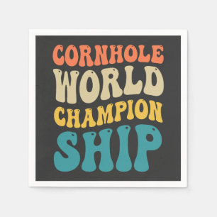 Cornhole Weltmeisterschaft Funny Groovy Retro Vate Serviette