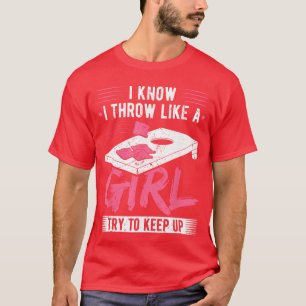 Cornhole werfen wie ein Mädchen Corn Hole Sack Cor T-Shirt