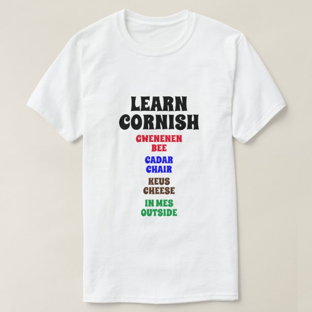 Cornisch lernen - Biene, Stuhl, Käse, Außenbereich T-Shirt (Design vorne)