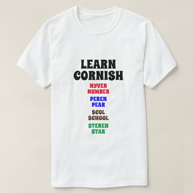 Cornisch lernen - Nummer, Birne, Schule, Star T-Shirt (Design vorne)