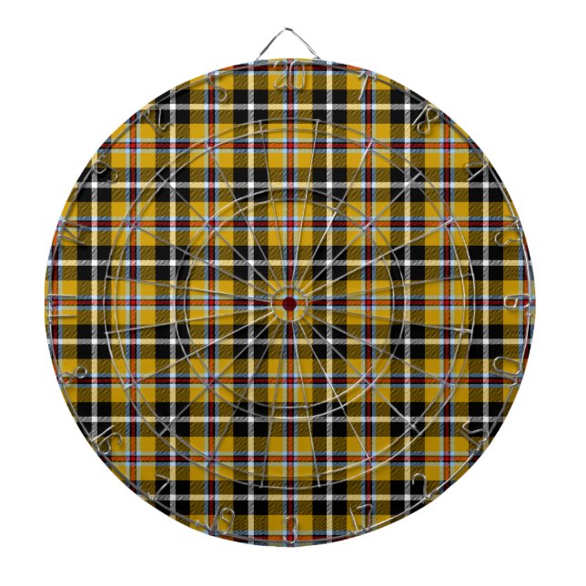 Cornisch National Tartan Gelb und Schwarz Kariert Dartscheibe (vorne)