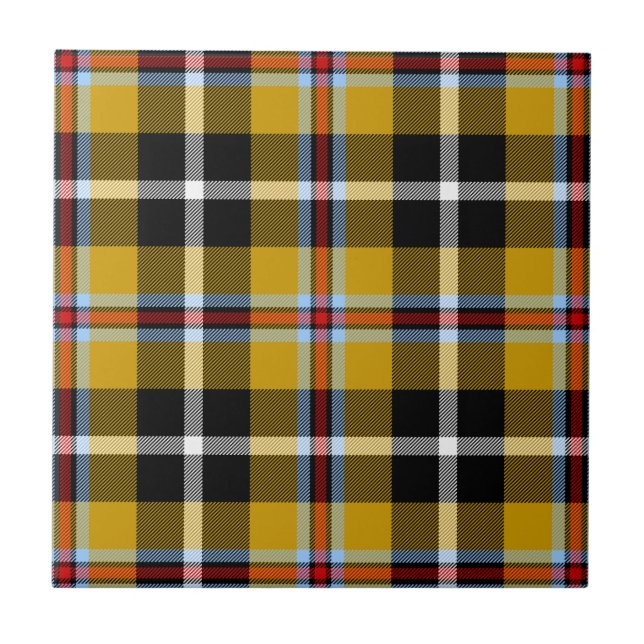 Cornisch National Tartan Gelb und Schwarz Kariert Fliese (Vorderseite)