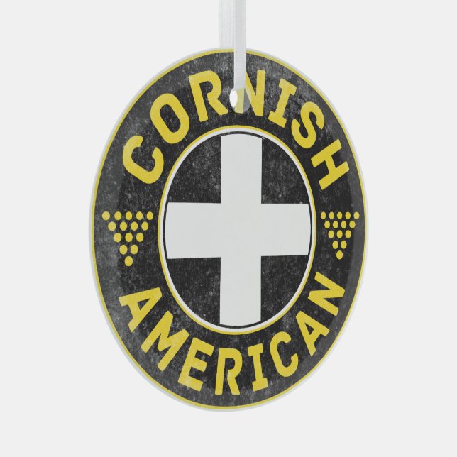 Cornish American Flag Ornament Aus Glas (Vorderseite Rechts)