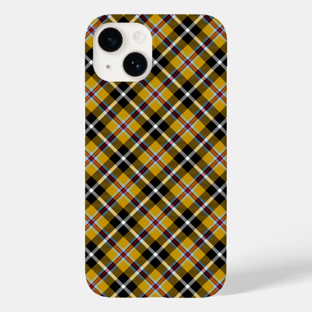 Cornish National Tartan Yellow Black Kariert Case-Mate iPhone 14 Hülle (Rückseite)