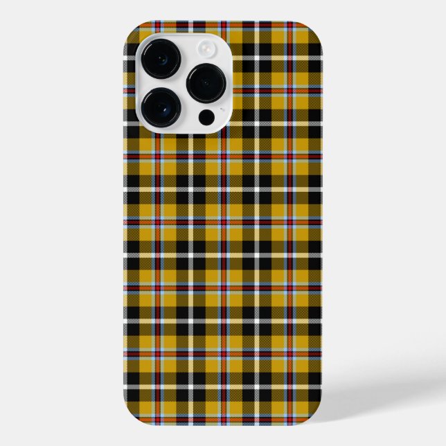 Cornish National Tartan Yellow Black Kariert iPhone 14 Pro Max Hülle (Rückseite)
