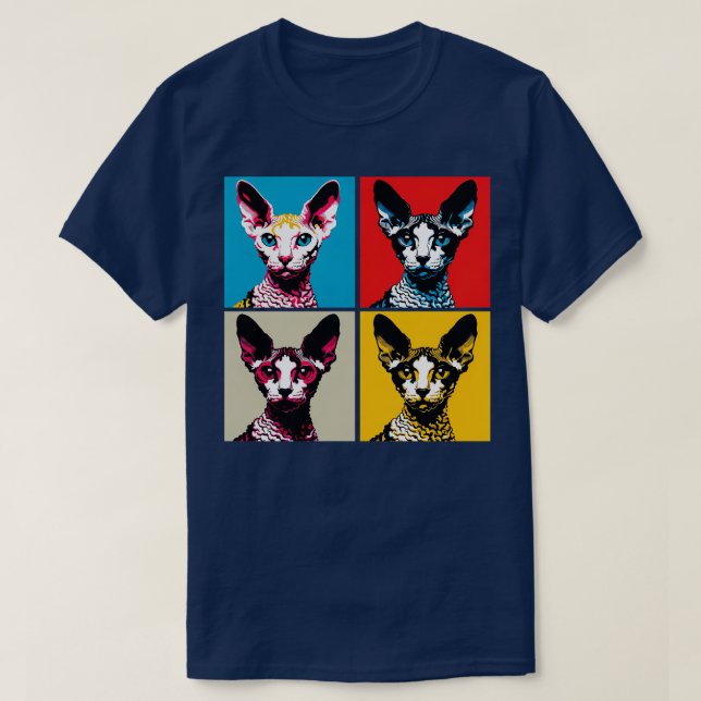 Cornish Rex Art Cat Lovers T-Shirt (Design vorne)