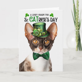 Cornish Rex Cat St CATrick's Day Lucky Charm Feiertagskarte