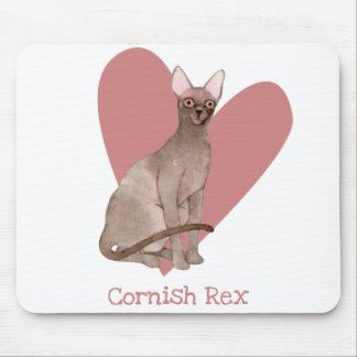 Cornish Rex Cat Watercolor Kitty Pink Herz Mousepad