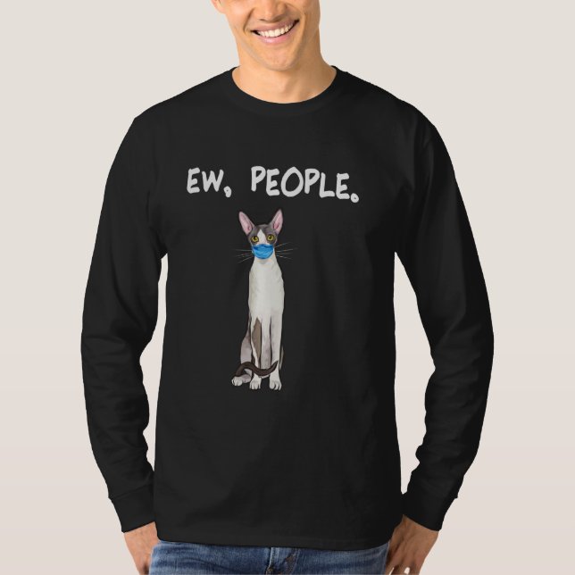 Cornish Rex Ew Leute katzengesicht Maske tragen T-Shirt (Vorderseite)