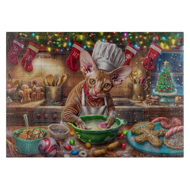 Cornish Rex Holiday Baking: Feierliche Weihnachten Schneidebrett (Vorderseite)