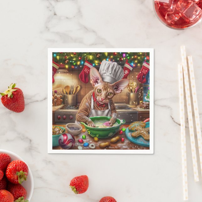 Cornish Rex Holiday Baking: Feierliche Weihnachten Serviette (Beispiel)