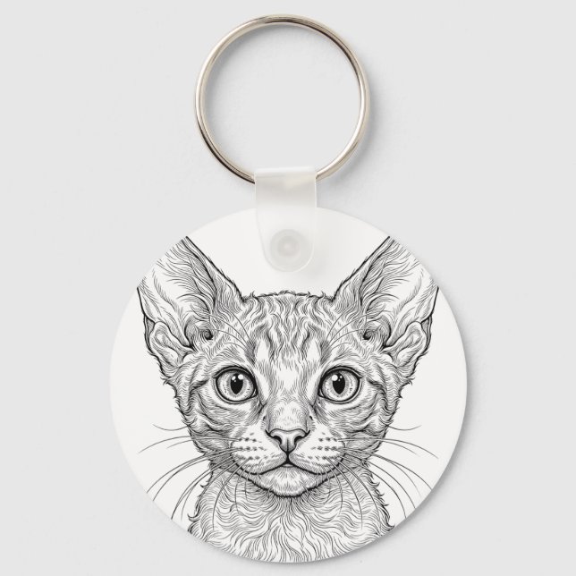 Cornish Rex Kätzchen Schlüsselanhänger (Vorderseite)