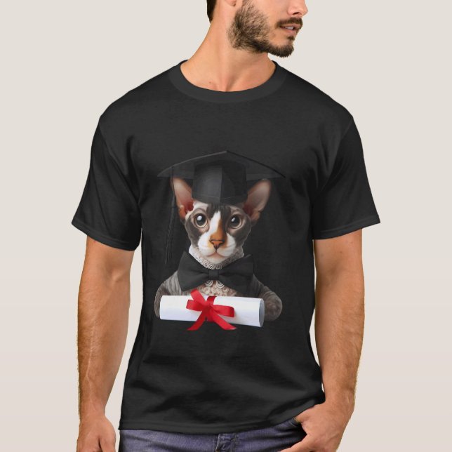 Cornish Rex Katze Abschlussfeier Mütze Absolvent D T-Shirt (Vorderseite)