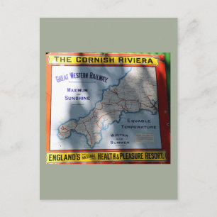 Cornish Riviera train vintage poster, UK Postkarte