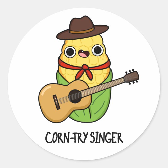 Corntry Singer Funny Corn Pun Runder Aufkleber (Vorderseite)