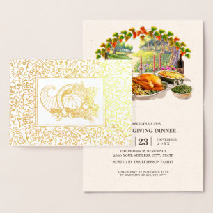 Cornucopia Erntedank Dinner Einladung Foil Card