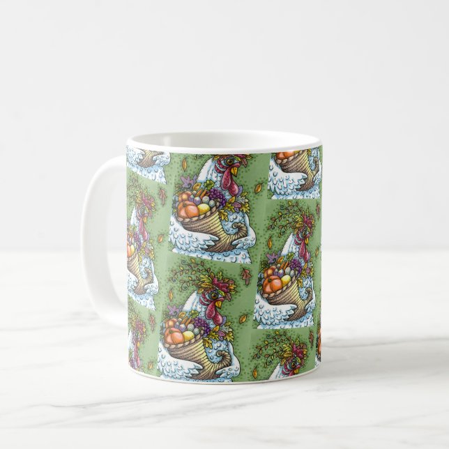 CORNUCOPIA HEN, ERNTEDANK CHICKEN FALL HARVEST KAFFEETASSE (Vorderseite Links)