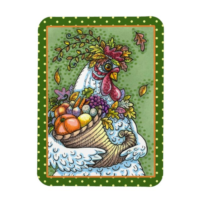 CORNUCOPIA HEN, ERNTEDANK CHICKEN FALL HARVEST MAGNET (Vertikal)