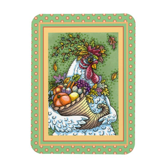 CORNUCOPIA HEN, ERNTEDANK CHICKEN FALL HARVEST MAGNET (Vertikal)