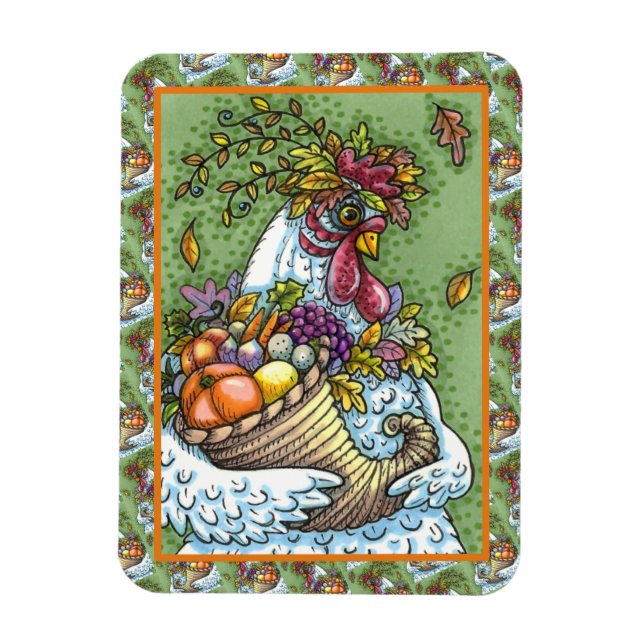 CORNUCOPIA HEN, ERNTEDANK CHICKEN HARVEST MAGNET (Vertikal)