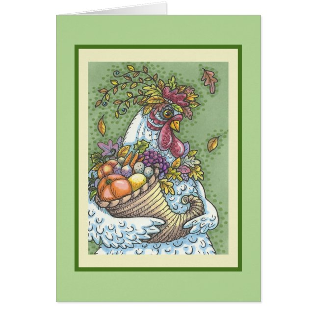 CORNUCOPIA HEN, ERNTEDANK GREETCARD Verse (Vorne)