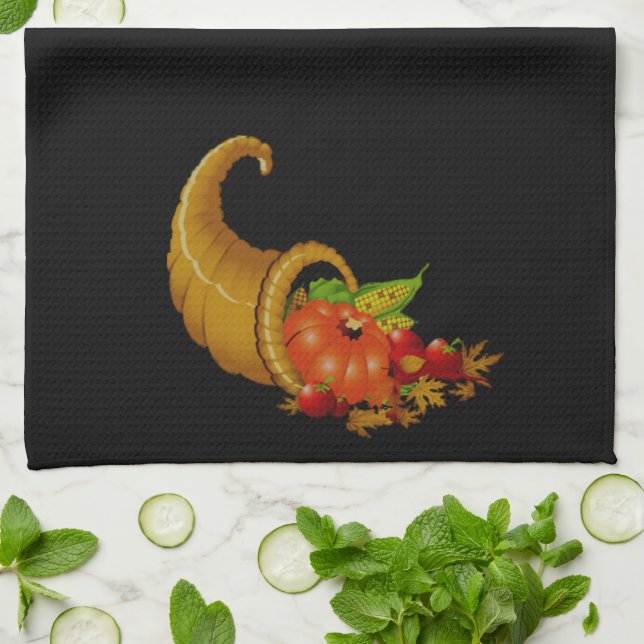 Cornucopia/Horn von Plenty Küchentuch (Gefaltet)