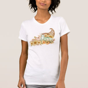 Cornucopia mit Pumpkins und Sonnenblumen T-Shirt