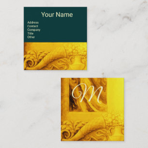 CORNUCOPIA MONOGRAM GOLD YELLOW GREEN QUADRATISCHE VISITENKARTE
