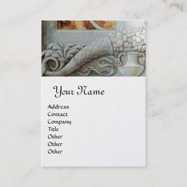 CORNUCOPIA MONOGRAM, graugelbes platinmetallisches Visitenkarte (Vorderseite)