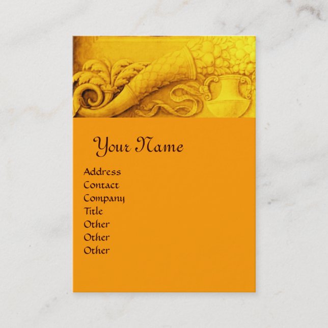 CORNUCOPIA MONOGRAM, hellgoldgelb orange Visitenkarte (Vorderseite)